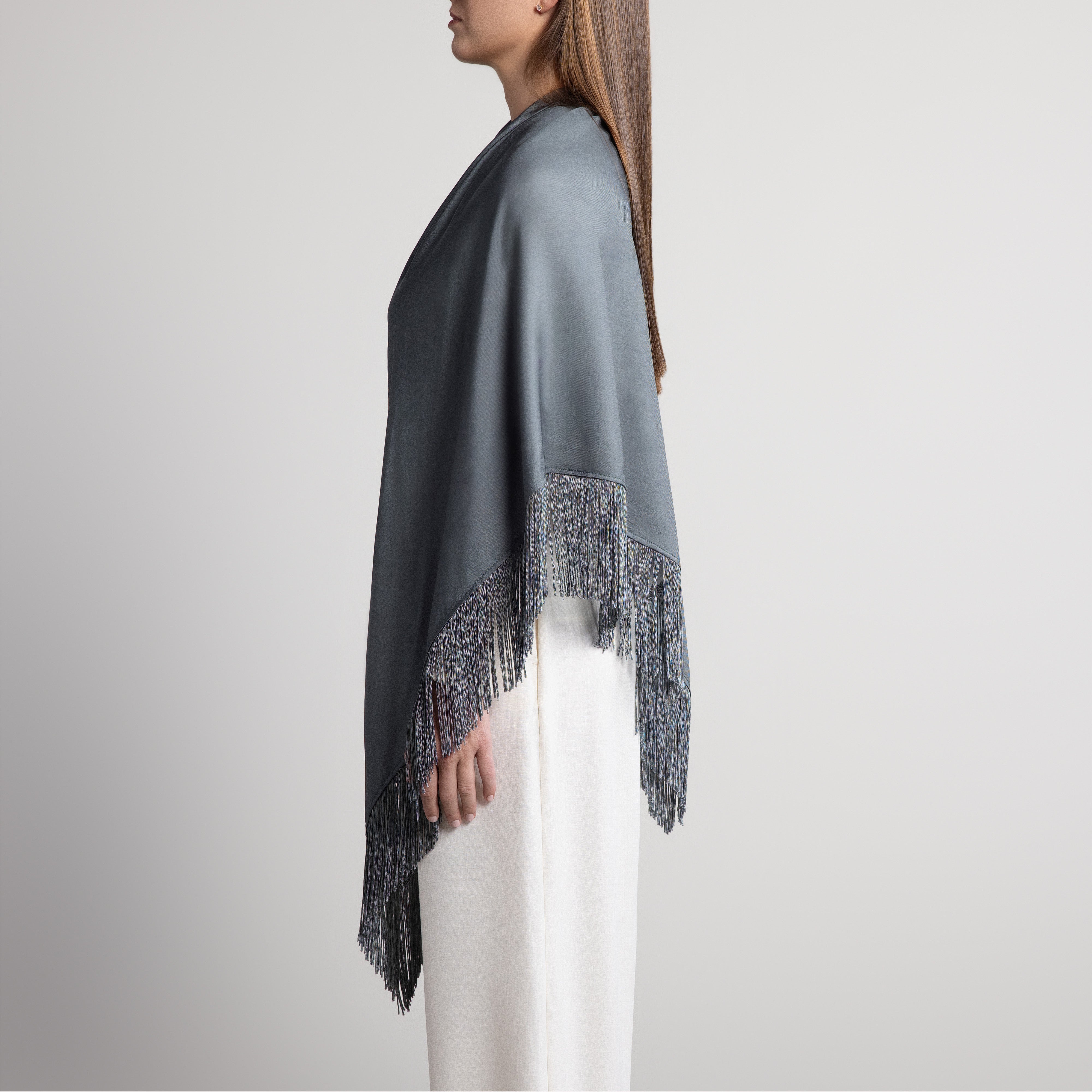 100% Silk Shawl in Charcoal