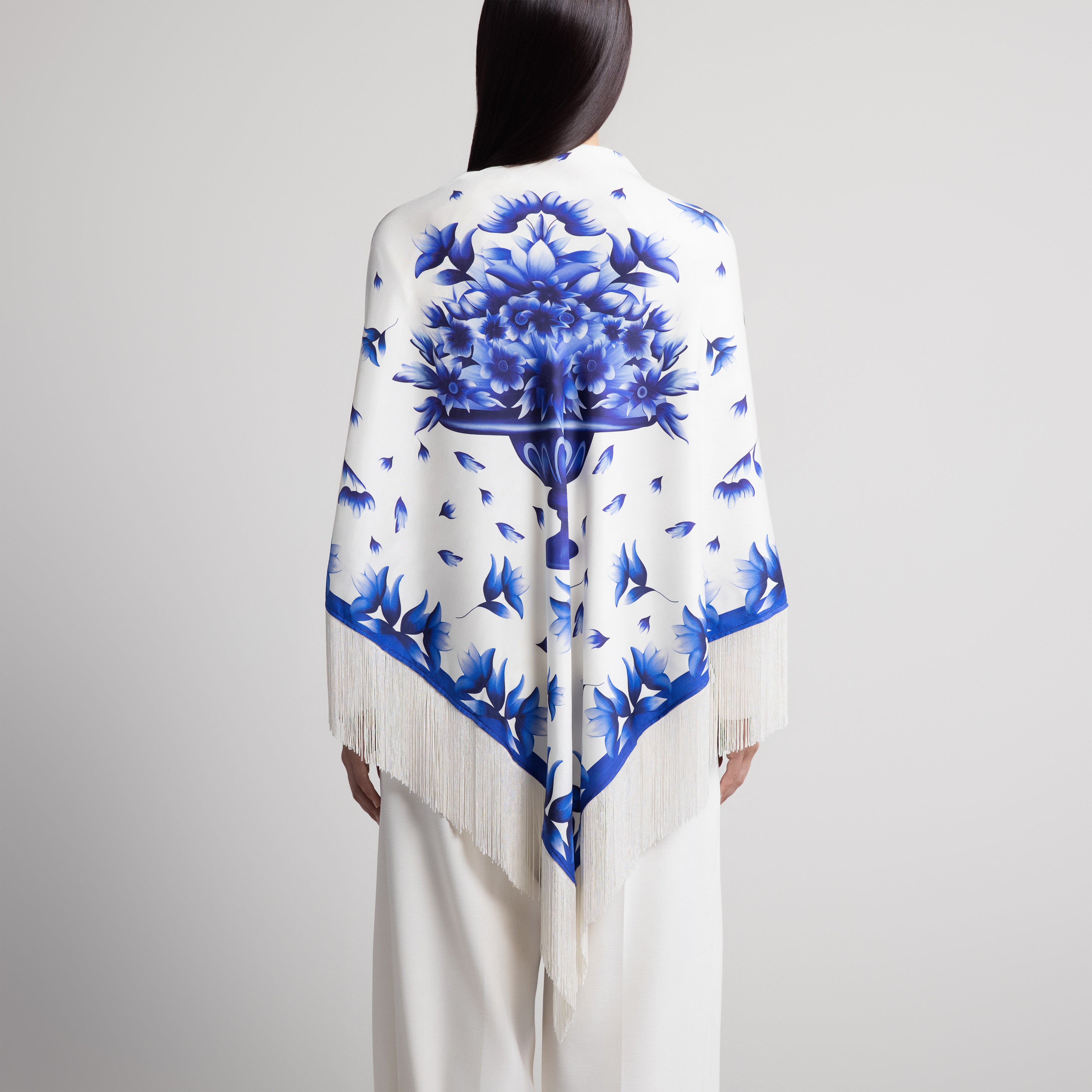 Azul Silk Shawl in White