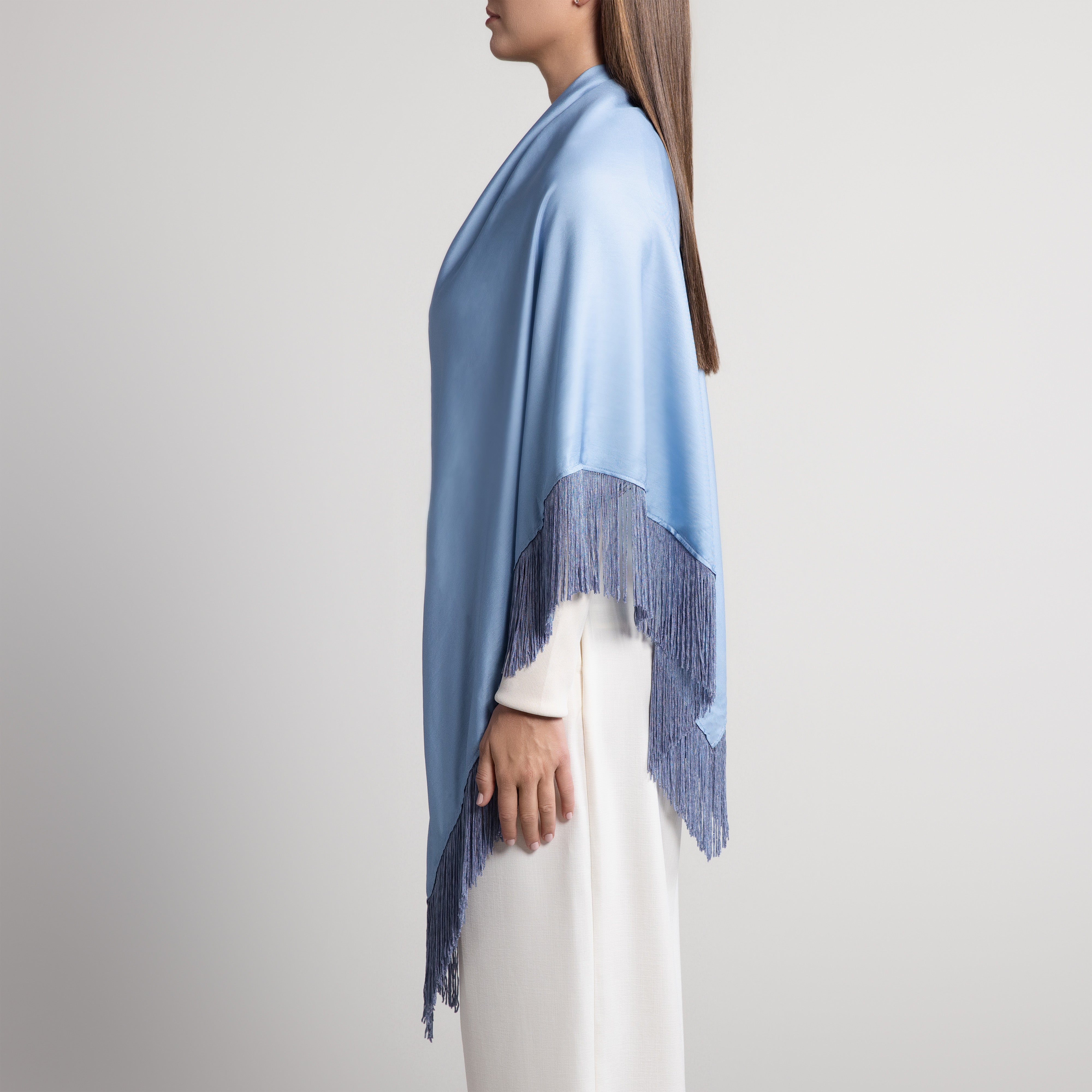 100% Silk Shawl in French Blue