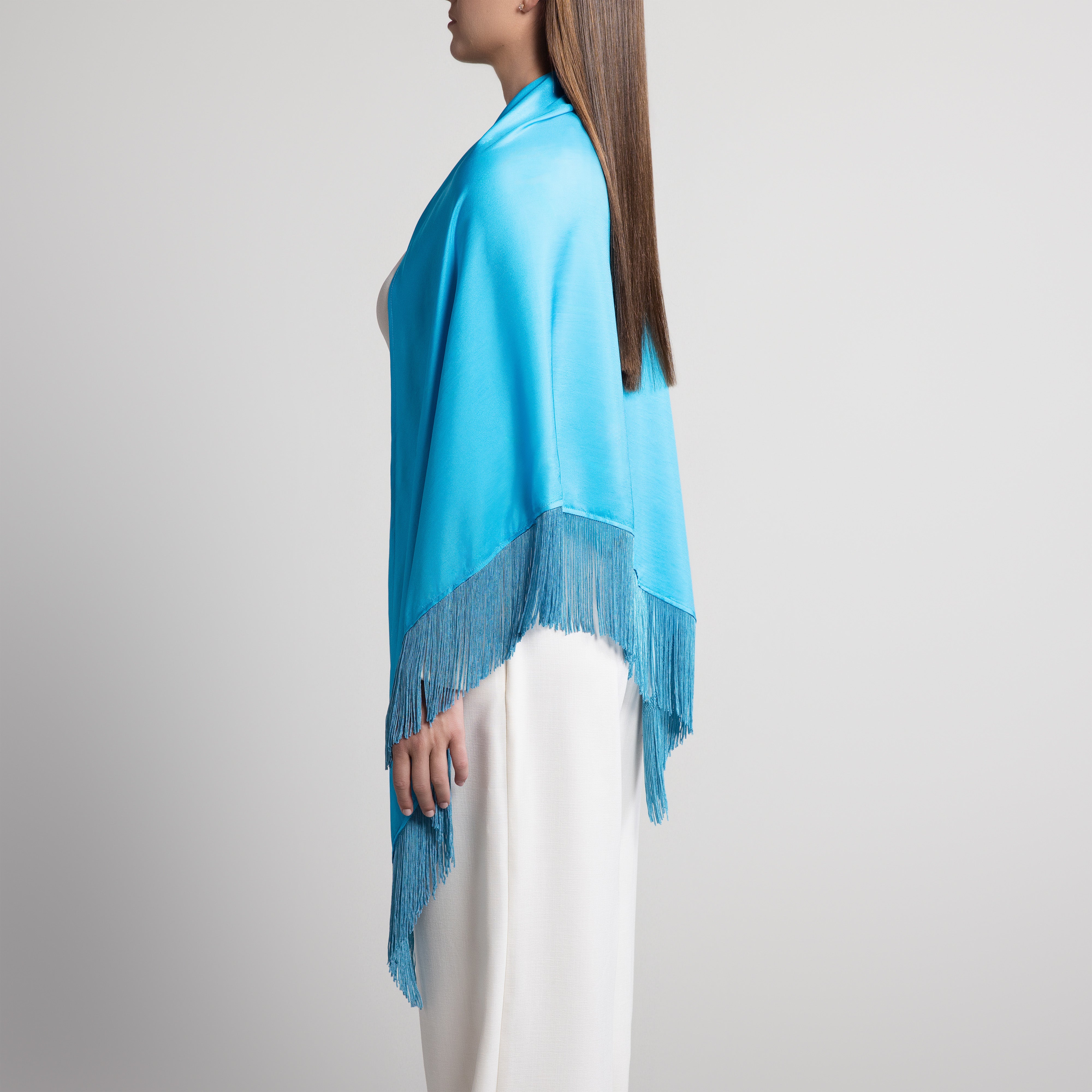 100% Silk Shawl in Turquoise