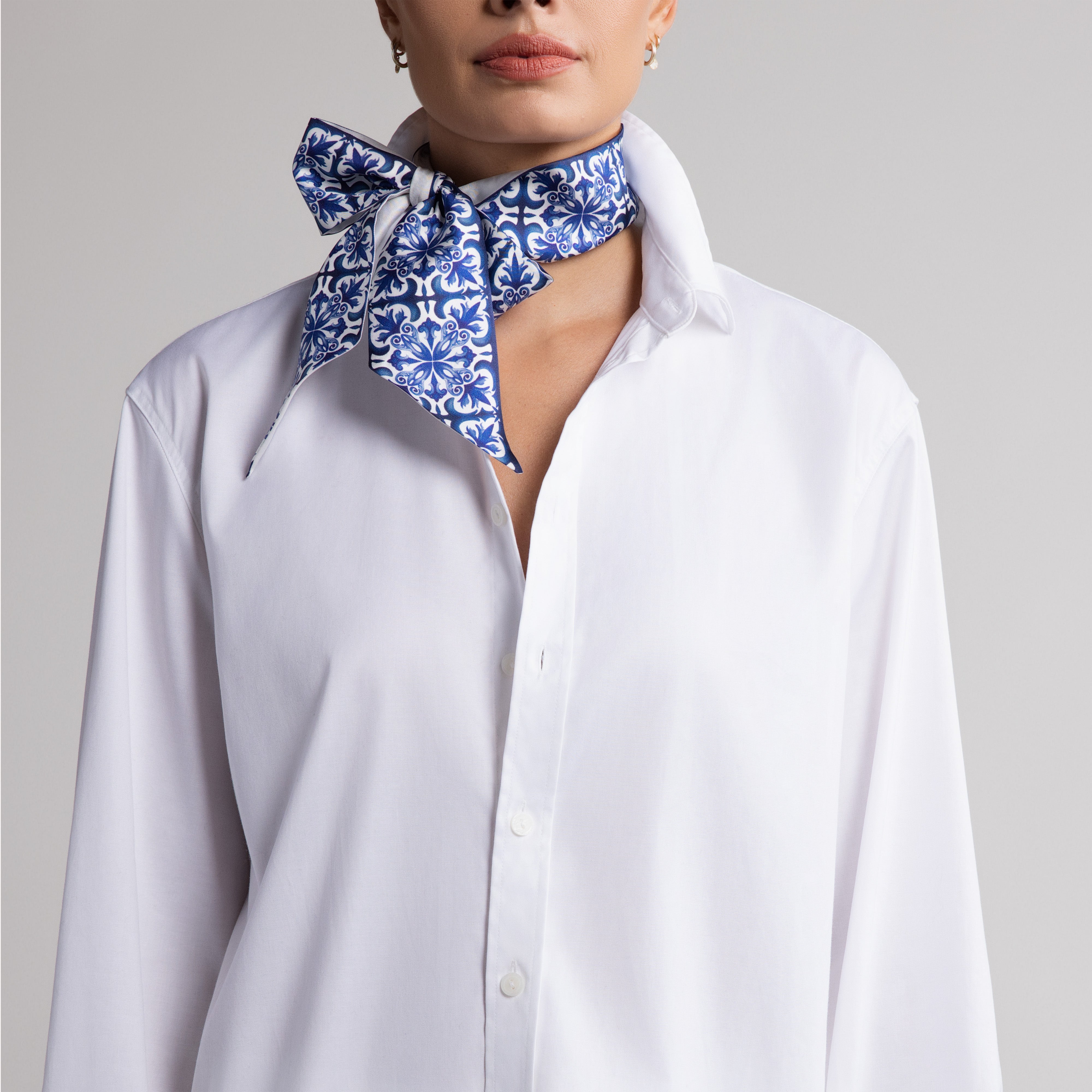 Porto Silk Scarfette in White