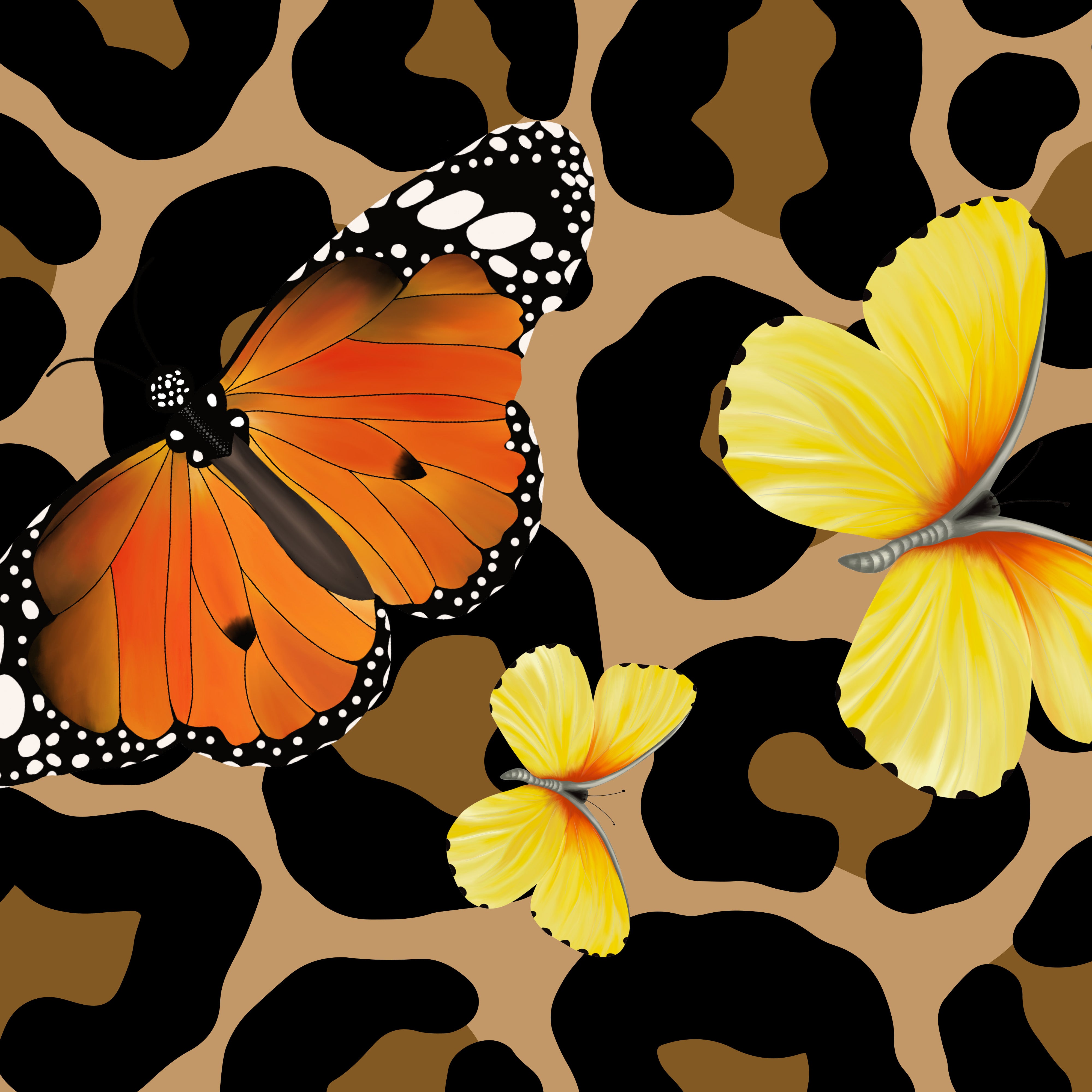 Safari Butterfly Silk Scarfette in Leopard